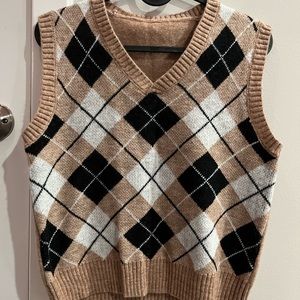 PLAID TAN VEST